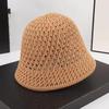 Solid Knit Hollow Out Bucket Hat Women Spring Summer Breathable UV Sun Protection Fisherman Hat