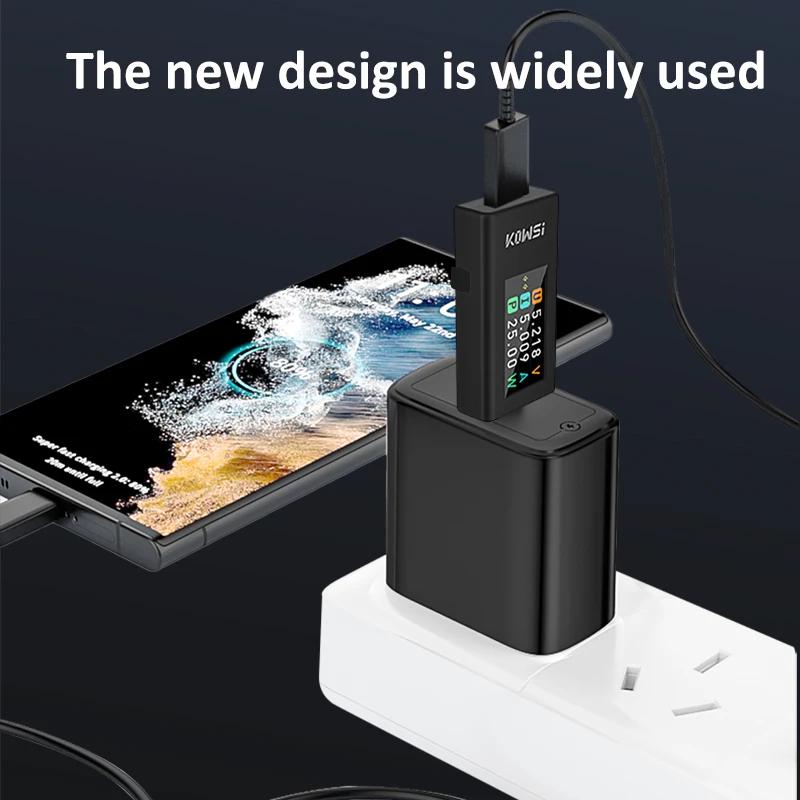 Type-C Color Screen Digital DC Voltage Ammeter Power Meter 4-30V 0-8A Cell Phone Charger Capacity Tester with Power Off Memory