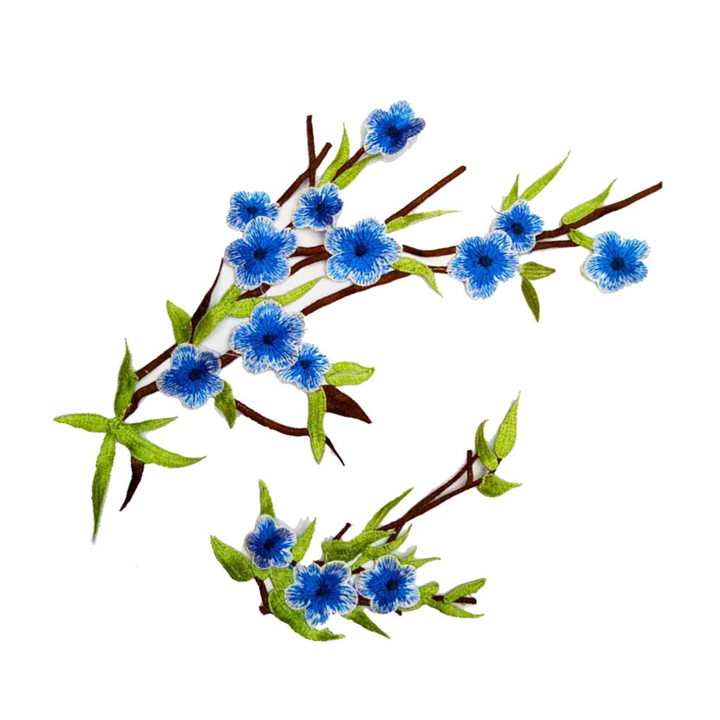 2Pcs Flower Embroidered Patches Sew On Embroidery Applique Flower Fabric Collar Patches for Clothing Jeans Jackets Skirt