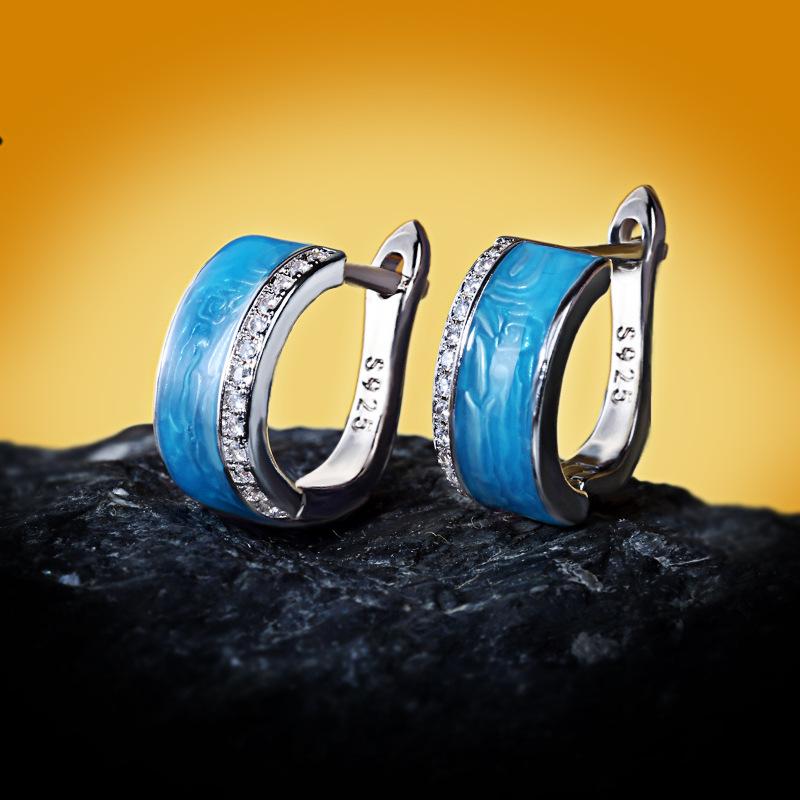 Chinese Style Climax Ear Jewelry Custom Dripping Oil Ethnic Style Niche Earrings Floral Shape Enamel Earrings