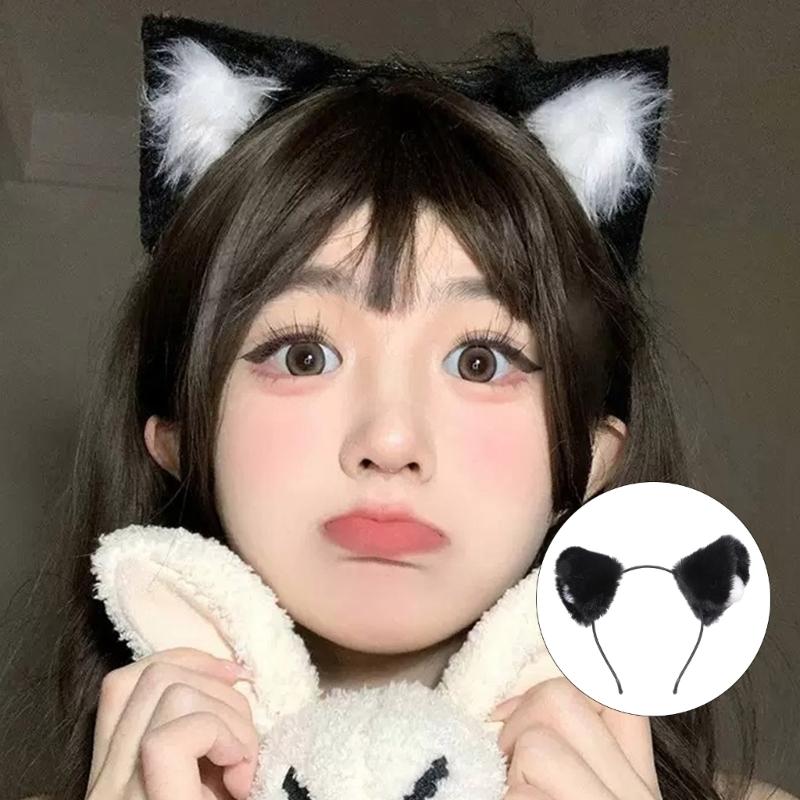 Adjustable Black Cats Ears Hairband Plush Cosplay Accessory Headdress Props For Anime Costume Party Daily Use