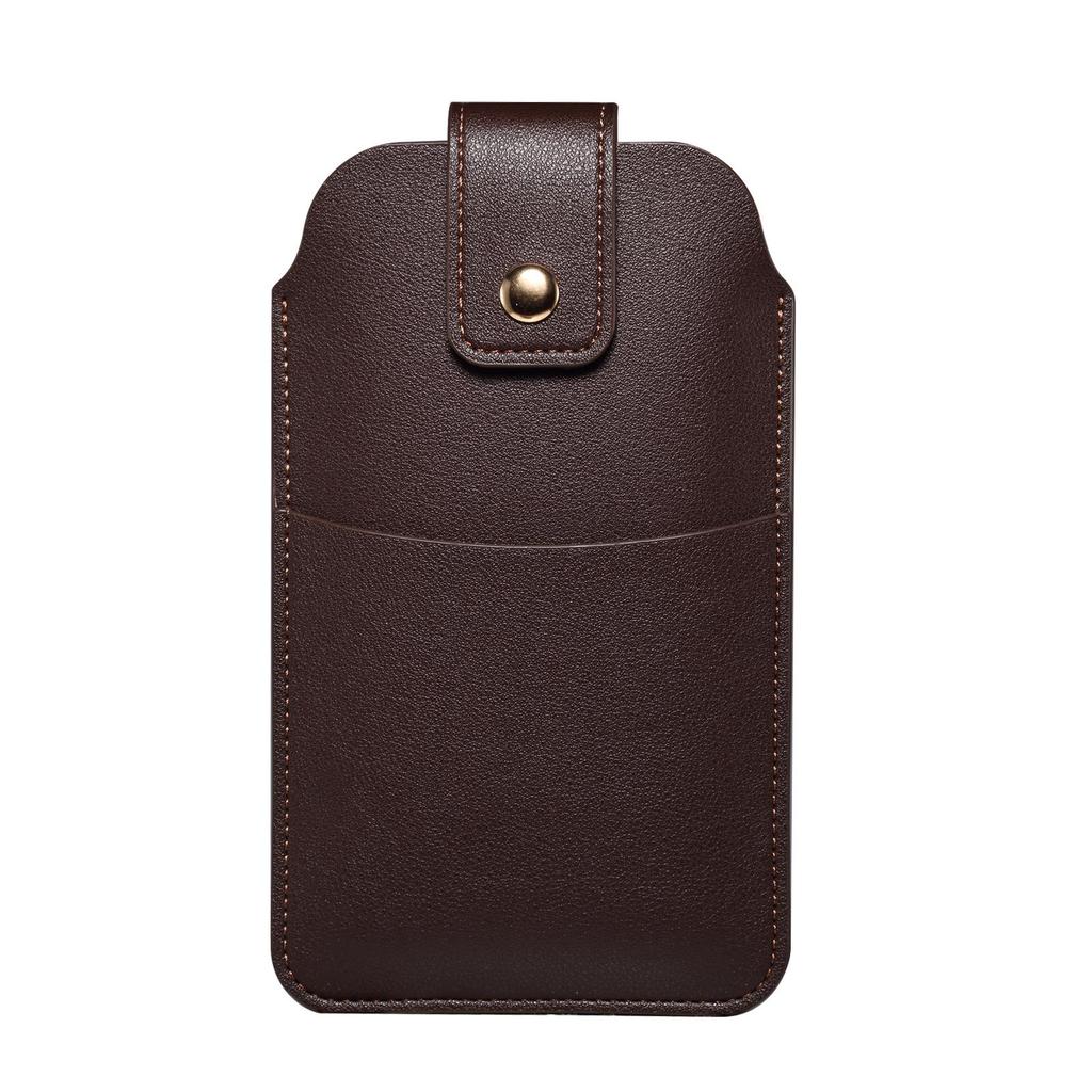 Slim Outdoor Leather Fanny Pack with Card Slots & Magnetic Buckle Phone Case