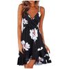 Women Casual Print V-Neck Sleeveless Sling Dress