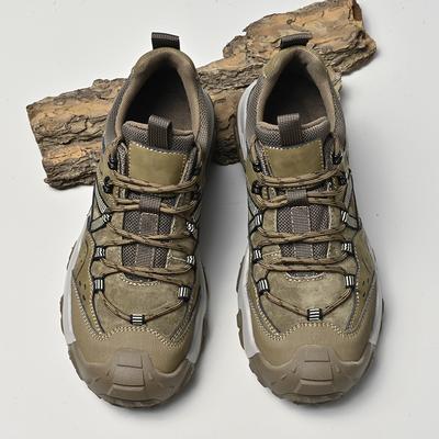 Neuer Trend Outdoor Herren Rindsleder Wanderschuhe Schnürung Echte Leder Sneaker Mode Rutschfest Gehen Schuhwerk Männliche Trekkingschuhe