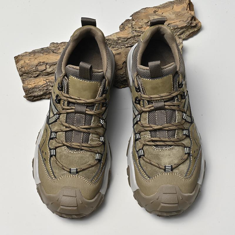 Fashion New Trend Outdoor Men Cowhide Hiking Shoes Lace-Up Genuine Leather Sneakers Fashion Non-slip Walk Footwear Male Treking Footwear