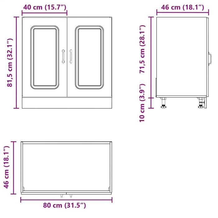 VidaXL Meuble bas pour évier Kalmar chêne sonoma bois ingénierie, meuble bas de cuisine, meuble bas de cuisine avec porte 853453