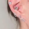 2/3/4Pcs Shiny  Silver Color Wing Stud Earrings For Women Girls Luxury Metal Geometric Hollow Earring Jewelry Gifts