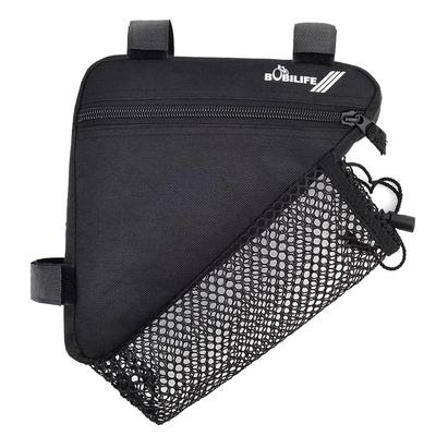 BOBILIFE Bicycle Triangle Frame Bag Bicycle Cycling Handlebar Front Storage Bag for Road and Mountain Bikes with Bottle - Pouch/Saddle (Black Holder)