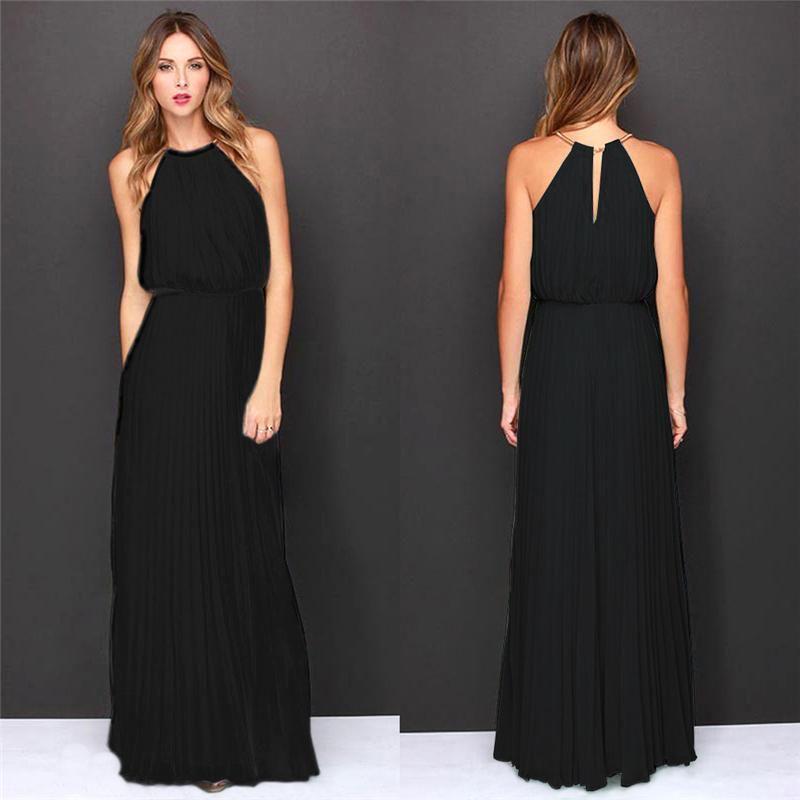 Long Halter Women Maxi Dress Evening Party Gown Wedding Bridesmaid Beach Holiday