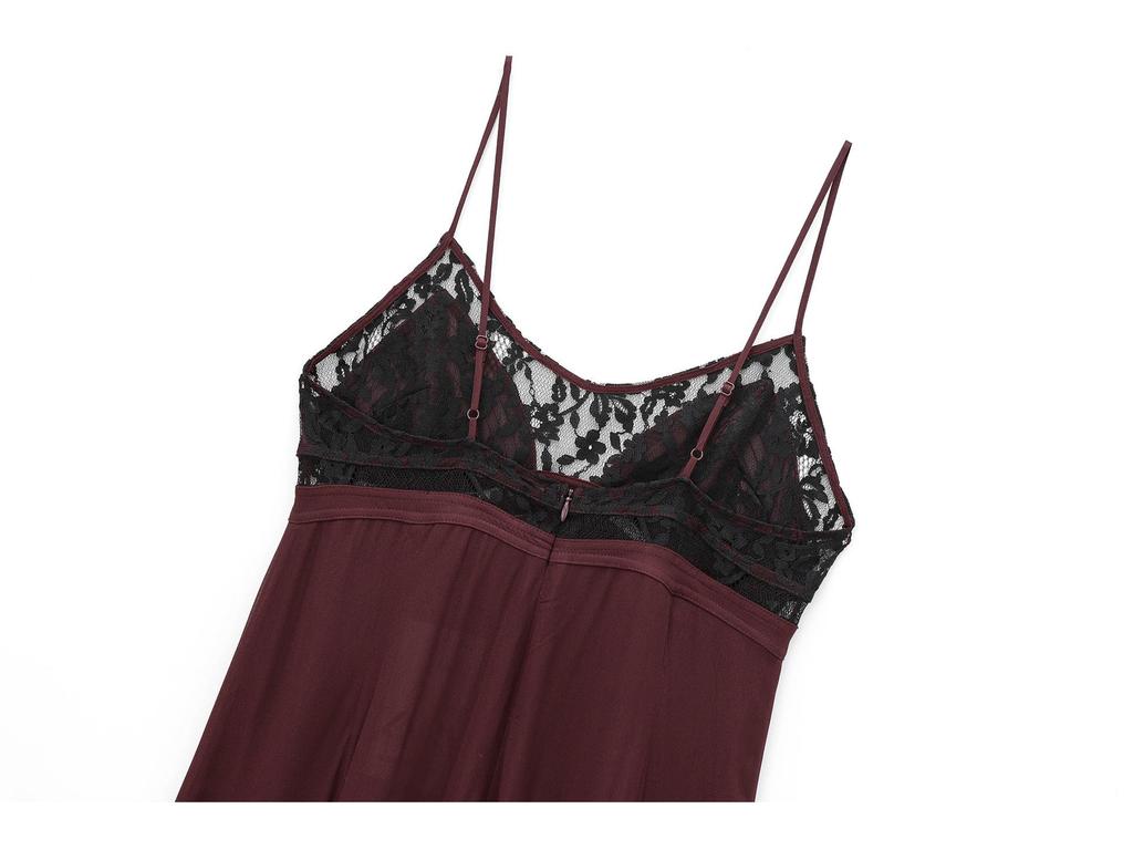 2024 Winter Women's European & American Style Lace-Trim Lingerie Dress