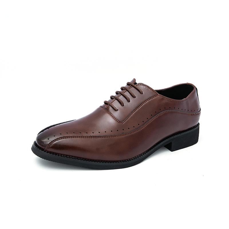 Men s Cross-Season Retro Leather Loafers – Low-Top Lace-Up Casual British Style Shoes 45