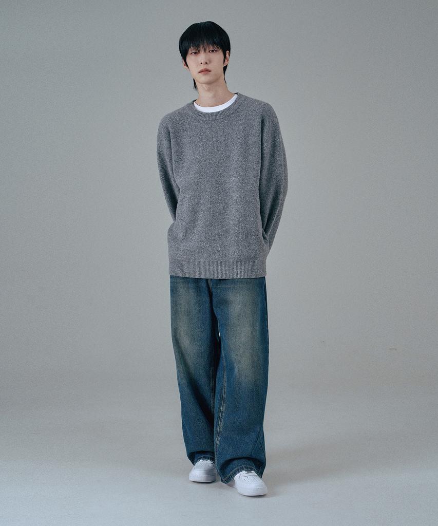 Mubeun Soft Wool Blend Crew Neck Sweatknit Gray