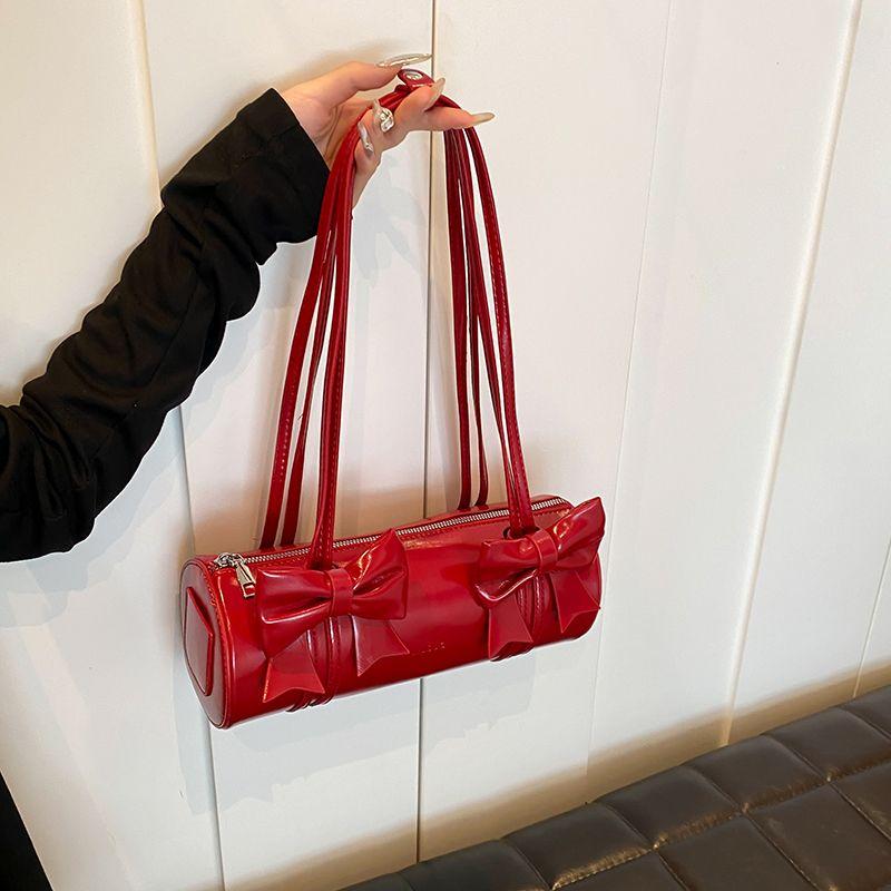 

Сумка-бантик, женская сумка на одно плечо, универсальная сумка через плечо, ручная сумка-багет цилиндрической формы