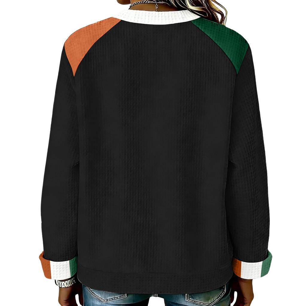 Dames Casual Mode Print Lange Mouw Ronde Hals Pullover Top Blouse