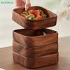 Acacia Wood Square Bowls Set, Small Wooden Serving Trays for Snacks, Nuts, Sushi, Condiments, and Home Decor
