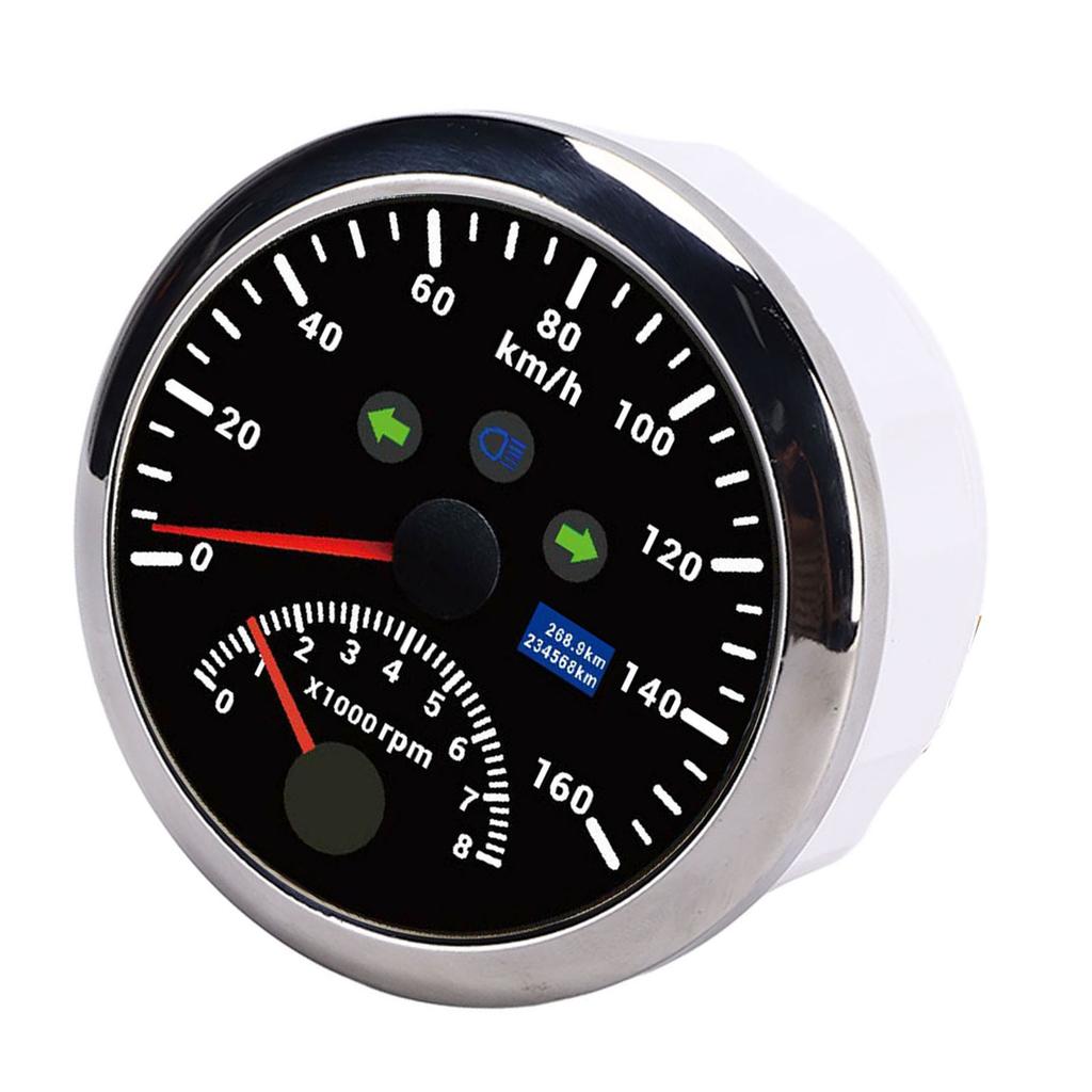 85mm 160km/h GPS Hastighetsmätare 0‑8000rpm Varvtalsmätare LCD Röd Bakgrundsbelysning för Bil Båt Yakt Husbil Lastbil