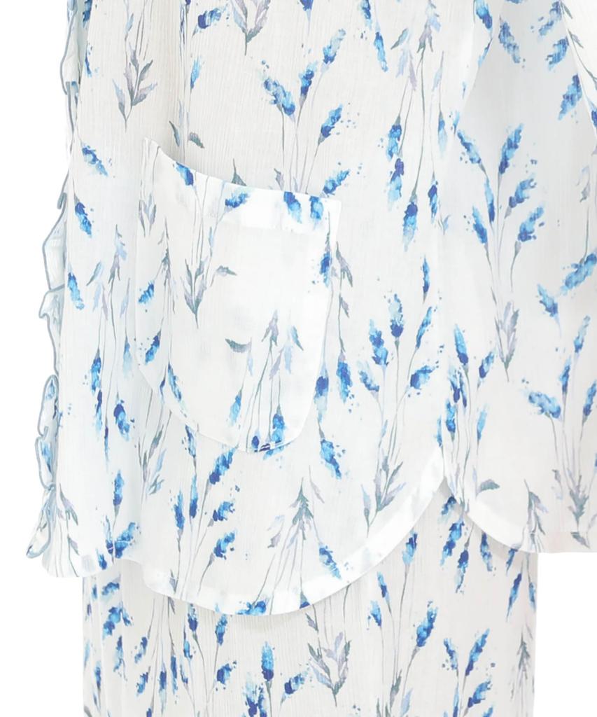 Narue Takashima Chijimi Lavender Frill Pajama Navy Women's Set,