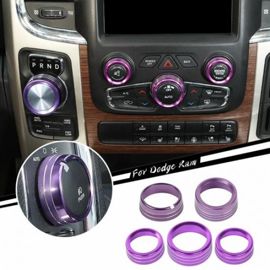 Headlight Lamp Switch Center Console Knob Ring Trim For 2013-17 Dodge RAM Purple