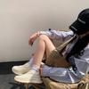 Women's Large-sized Thick-soled Two-tone Casual Low-top Sports Single Shoes