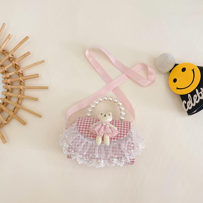 Trendy Korean Style Cute Children's Mini Shoulder Bag With Pearl Elements And Fashionable Design