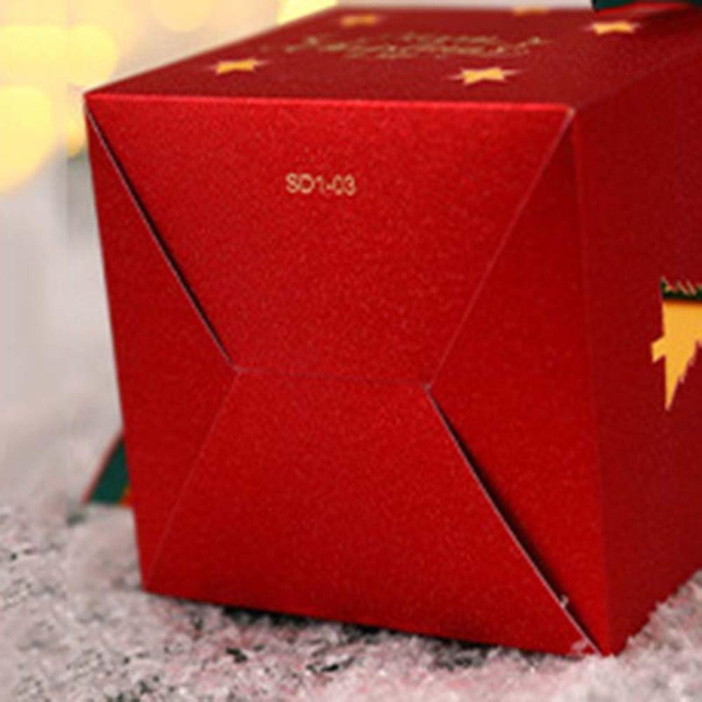 6PCS Square Christmas Candy Box with Bell and Ribbon Chocolate Box Christmas Gift Packing Box  Kids