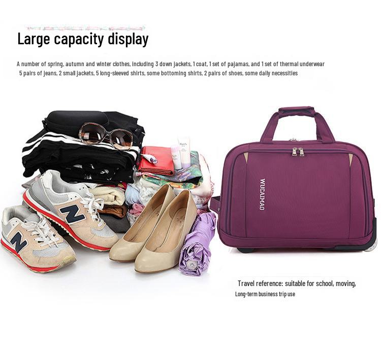 Large Capacity Foldable Oxford Cloth Luggage Bag: Portable 20/24" Travel Trolley Bag