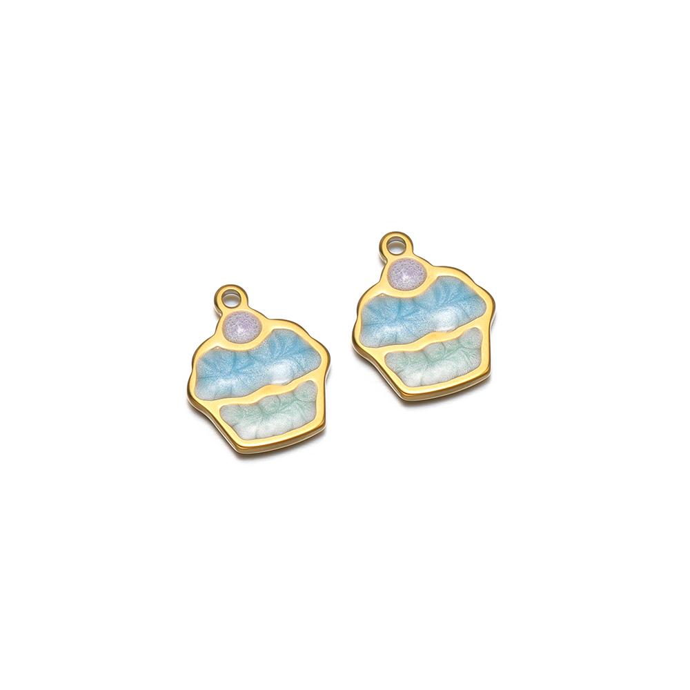 20pcs Stainless Steel 10mm Enamel Ice Cream Girls Bracelet Pendants Decoration Kids Summer Necklace Charms DIY Jewelry Making