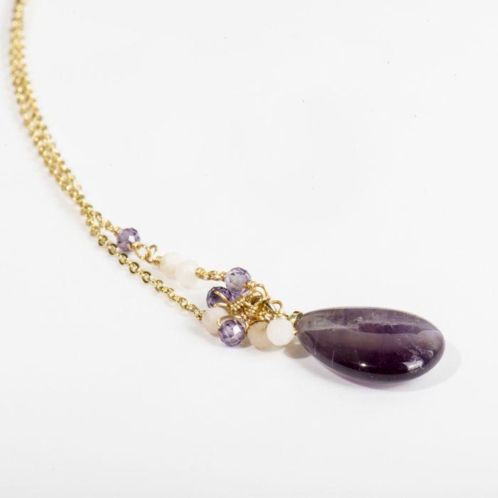 Collier d'améthyste naturelle Luxenter fini en or jaune 18K - Adak