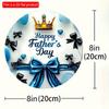 2d Flat 20*20cm Happy Father's Day Acrylic Wall Sign Round Blue Balloon, Crown Design with Black Bows, Wall Mounted Home Decor, Party Scene Decoration