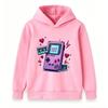 Kids Boys Girls Hoodie Retro Gameboy Cassette Game Over Print Pullover Hooded Sweatshirt Casual Vintage 90s Game Lover Top For Children Daily Wear