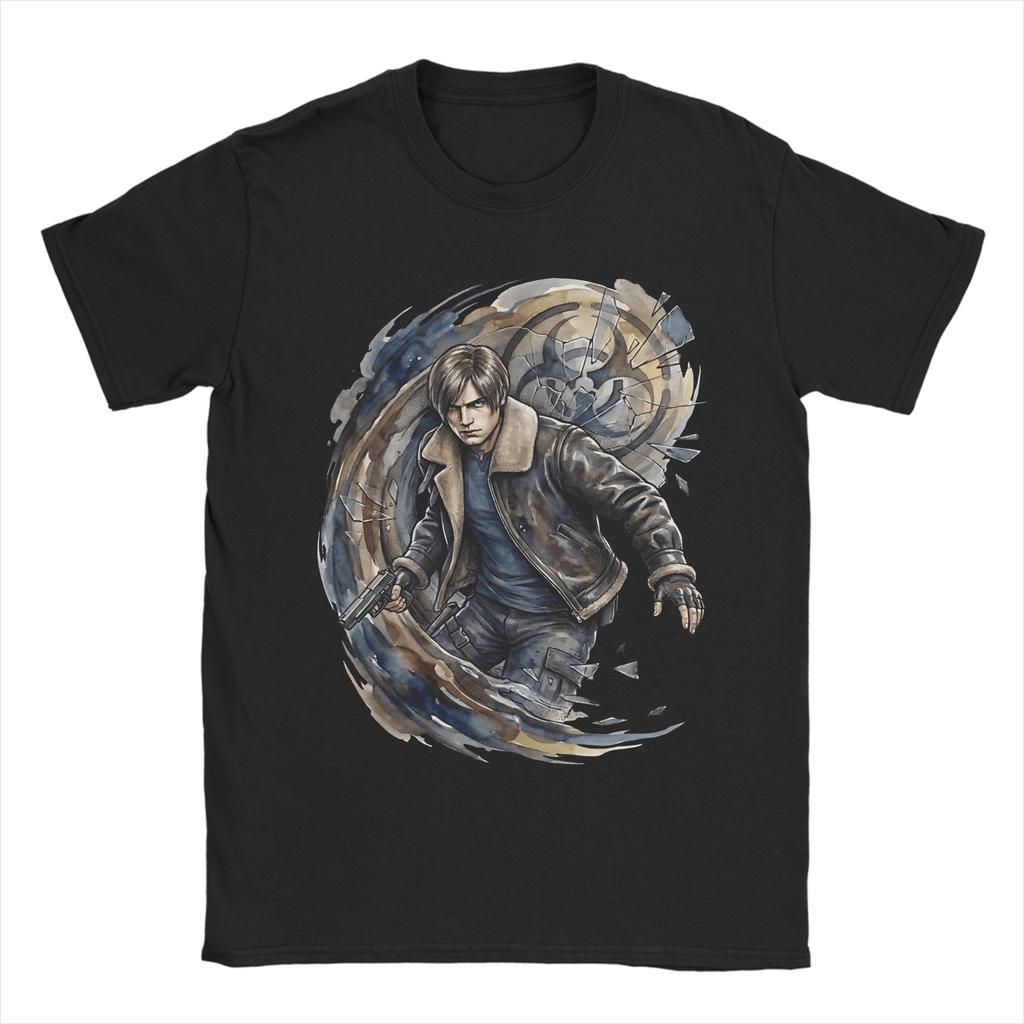 RE9 Leon Kennedy Veteran Hero TShirt Men Novelty Cotton Tees Crew Neck Short Sleeve T Shirts New Arrival Clothes
