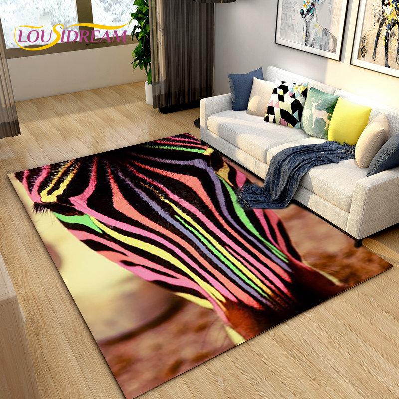 Wild Animal Zebra Area Rug Large,Carpet Rug for Living Room Bedroom Kitchen Doormat Decoration,Children Play Non-slip Floor Mat