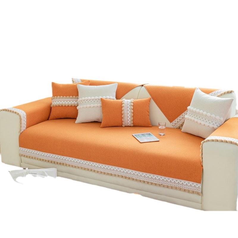 New Sofa Cushion Cover for All Seasons, Light Luxury, High-end Chenille, Simple Non-slip Straight-row Sofa Cushion