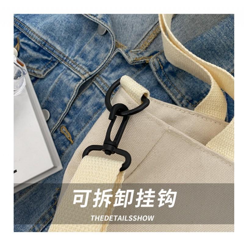 Canvas Bag New Pure Color Simple Casual One-shoulder Crossbody Fashionable Fresh Texture Large-capacity Tote
