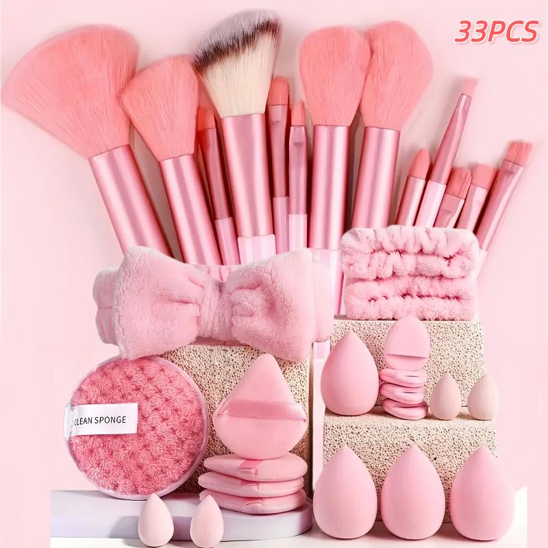 20/33Pcs Beauty Set Makeup Tool Kit Makeup Puff/Makeup Brush/Beauty Sponge For Makeup Application And Removal Of Makeup Full Set