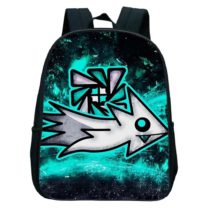 16 Zoll Wütender Geometry Dash Rucksack Jungen Mädchen Schultasche Cartoon Spiel Kinder Kindergarten Schultaschen Kleinkind Kinderrucksack