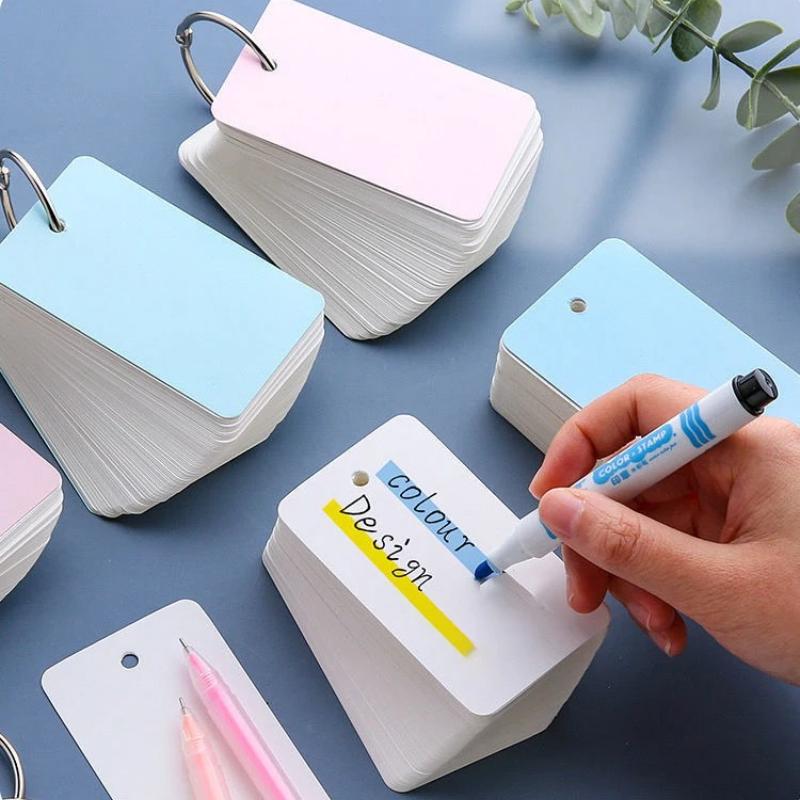 1pcs Portable Notebook Loose Leaf Notepad Ring Sticky Note Blank Flashcards Students Kawaii Stationery Diary Card Mini Spiral Notepad