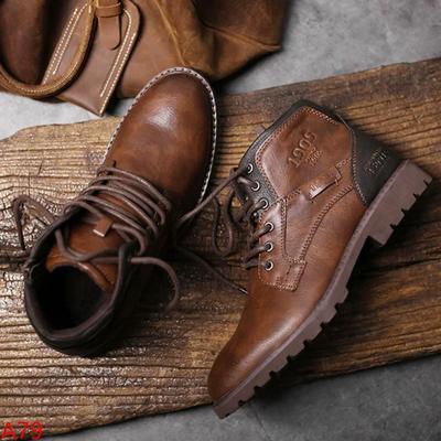 Botines de Cuero para Hombre Talla Grande Zapatos de Caña Alta para Exterior Trabajo Casual Botas de Combate de Motocicleta Moda Otoño Marrón