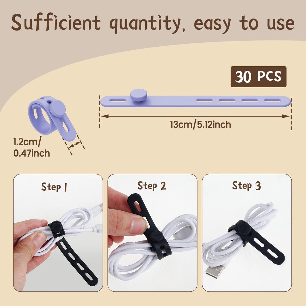 Zapięcia kablowe z możliwością odpięcia Organizer do przewodów Silikonowy Haczyk Pętelka Owijka Zip Opaska do wiązania Opaska do kabli Zarządzanie kablami Mocowanie Paski do kabli