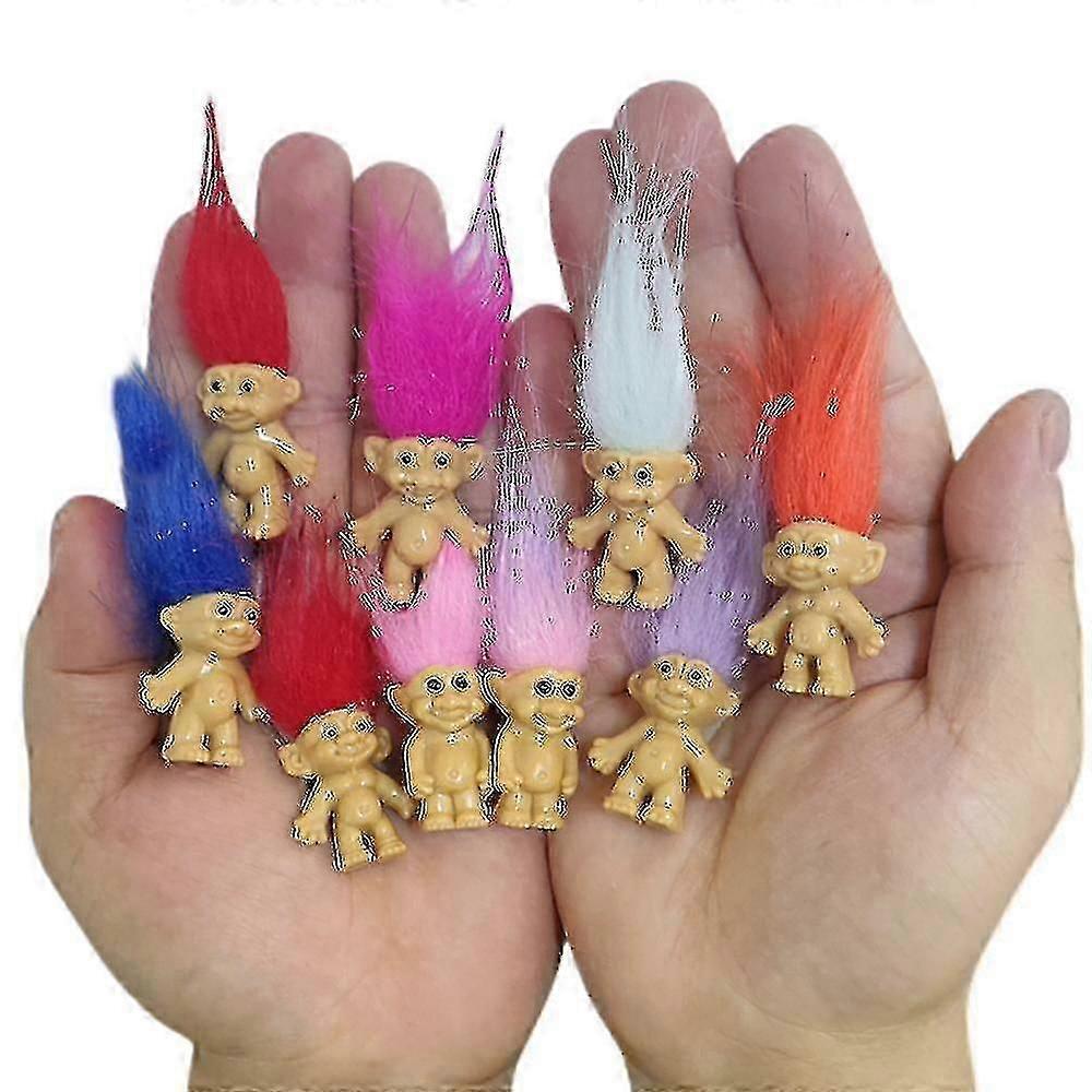 10pcs Mini Good Luck Troll Dolls Pvc Vintage Trolls Lucky Doll Action Figures Cute Little Guys Collection School Party Favors
