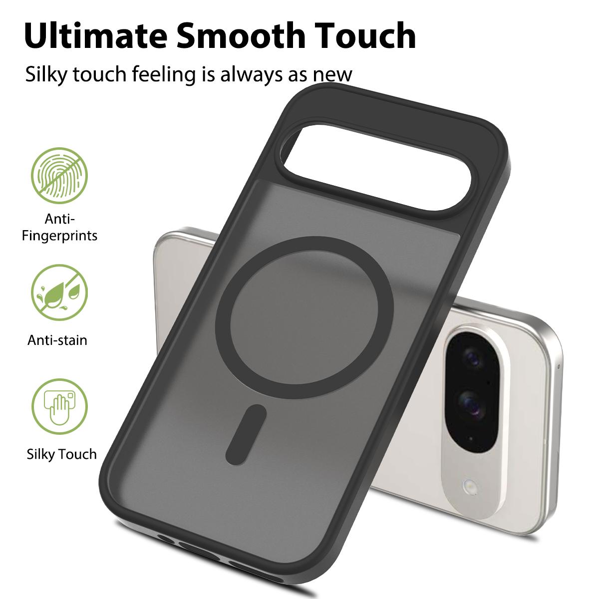 

For Google Pixel 9/9 Pro Case Compatible with MagSafe TPU Frame Acrylic Back Phone Cover Skin Touch Purple