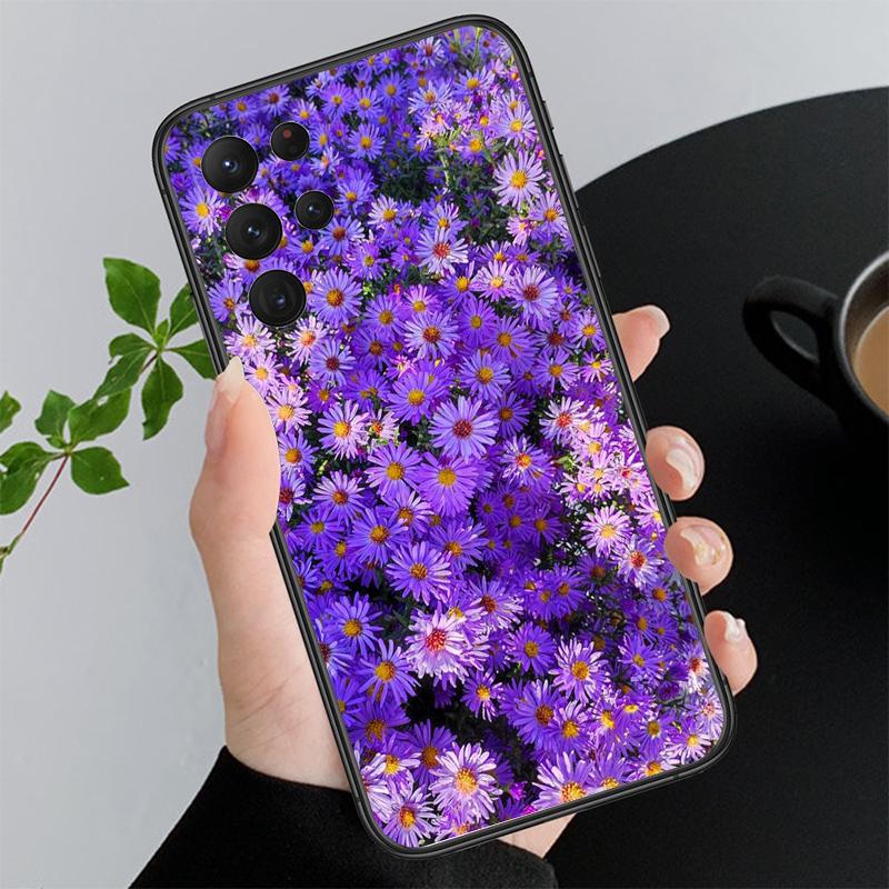 Purple Flower Phone Case For Samsung A35 A55 A54 A15 A25 A05s A05 A22 A24 A52 A33 A34 M34 M14 M54 M23