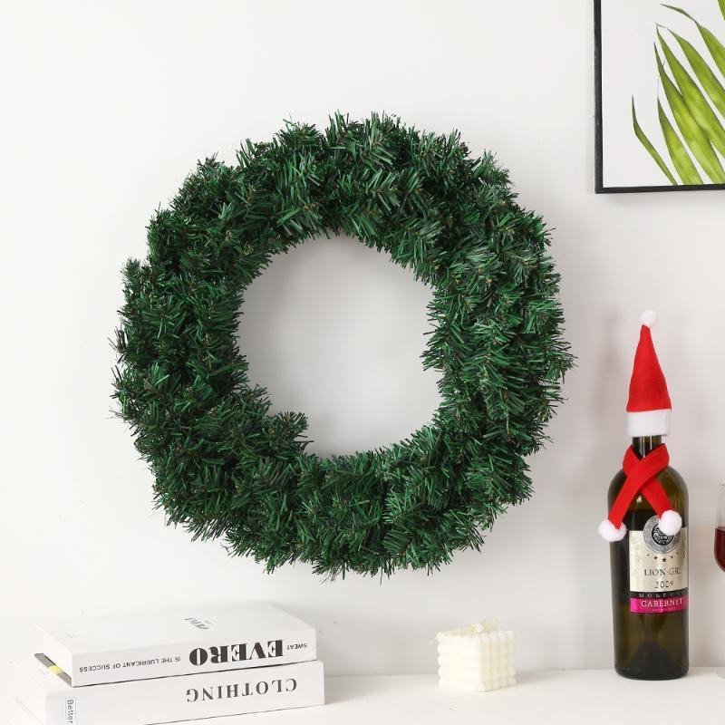 Xiaomi 30/40cm New Green Christmas Decoration Wreath Encrypted PVC Ordinary Leaf Simulation Wreath Door Hanging Christmas Wreath