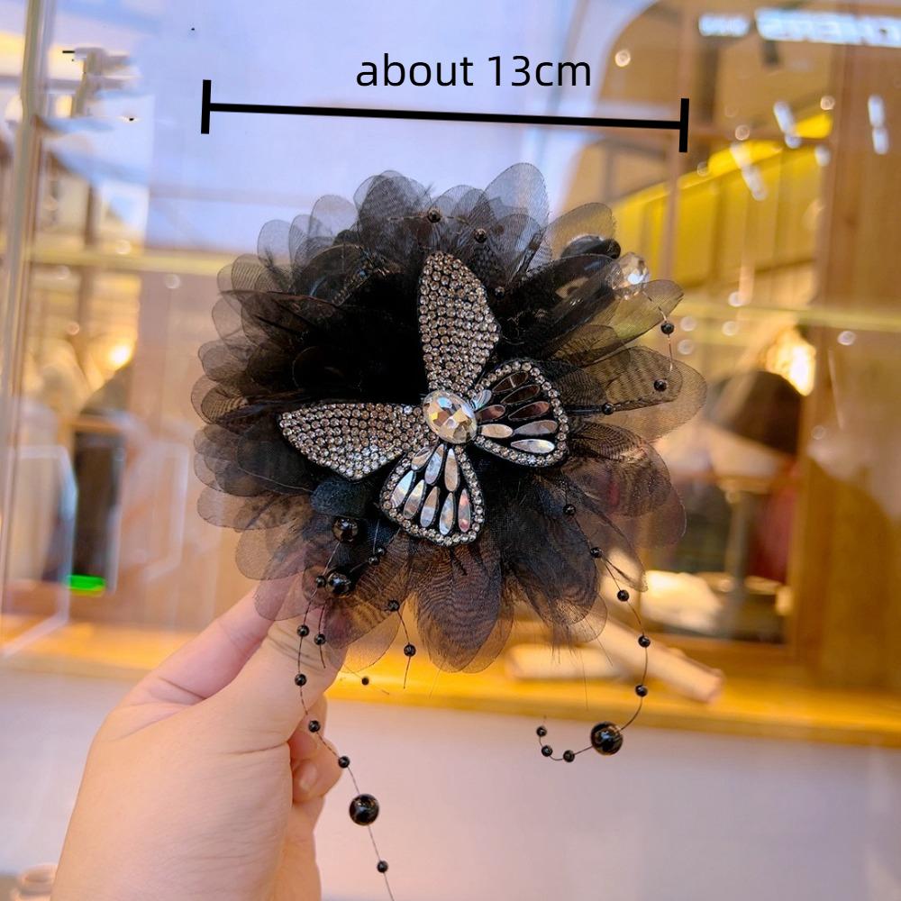 Fashion Rhinestone Tassel Flower Hairgrips Mesh Feather Flower Pearls Grasping Clip Crab Hair Clips Gifts