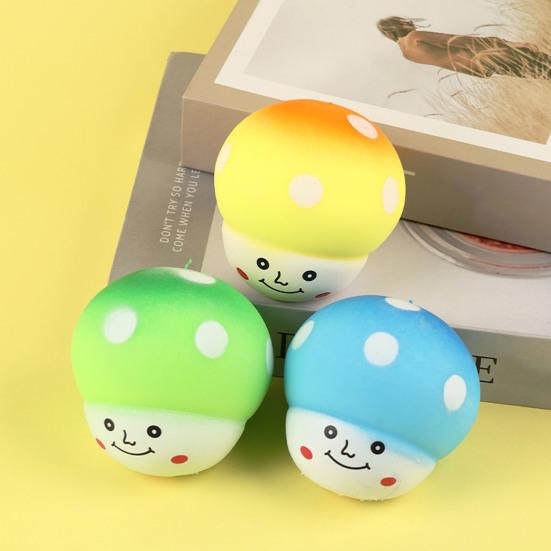 Squeeze Toy Mushroom Shape Slow Bright Color Stress Rebound Decompression Toy Relief Ball Desktop Ornament
