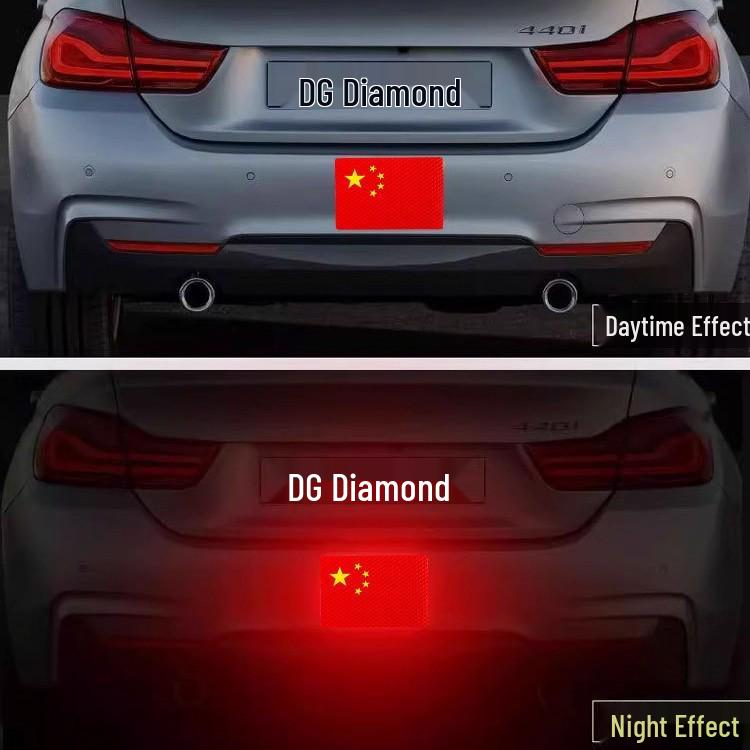 Magnetic Five-Star Red Flag Car Sticker - Reflective Patriotic Decoration Scratch Cover