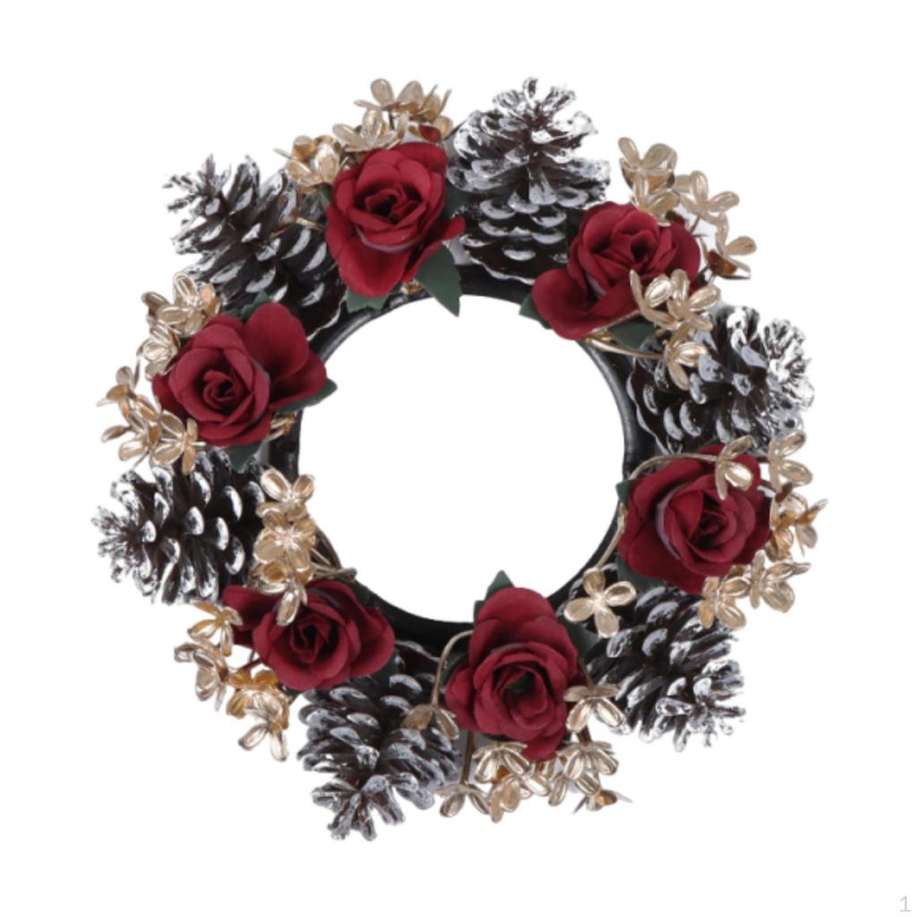 Christmas Candle Rings Wreath Inner Diameter 4" for Wedding Holiday Birthday Style A