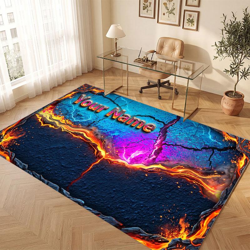 Abstract Personalized Theme Crystal Velvet Floor Rug Personalized Custom Name Text Warm Carpet Home Decoration