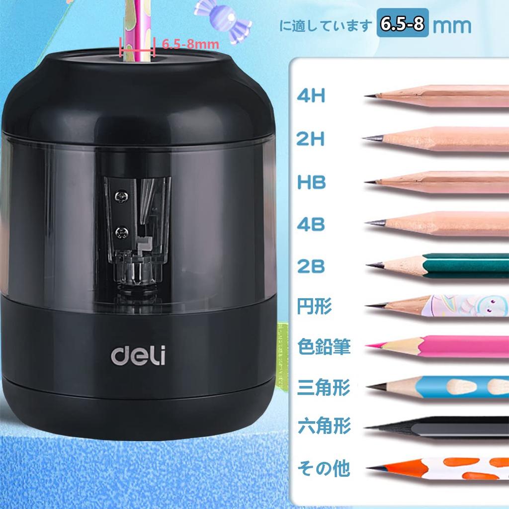 Deli Electric Pencil Perfect for School Quick Sharpening in Tungsten Steel Long Battery Easy for Kids to Compact and Suitable for Drawing Pencils and