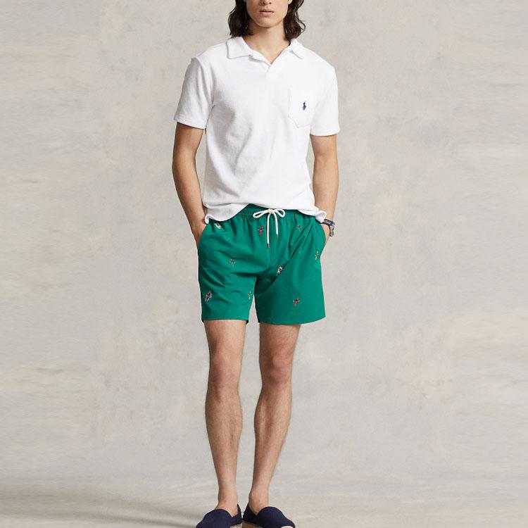 Polo Ralph Lauren Solid Pattern Embroidered Pocket Short Sleeve Polo Shirt Men Tops White MNPOKNI1N822216-100